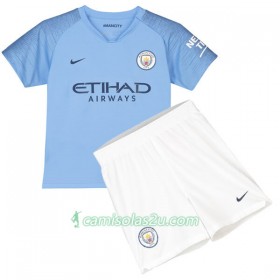 Camisolas de futebol Manchester City Criança Equipamento Principal 2018/19 Manga Curta